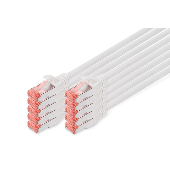 DIGITUS LAN Kabel Cat 6 - 0,25m - 10 Stück - RJ45 Netzwerkkabel - S/FTP Geschirmt - Kompatibel zu Cat6A und Cat7 - Grau
