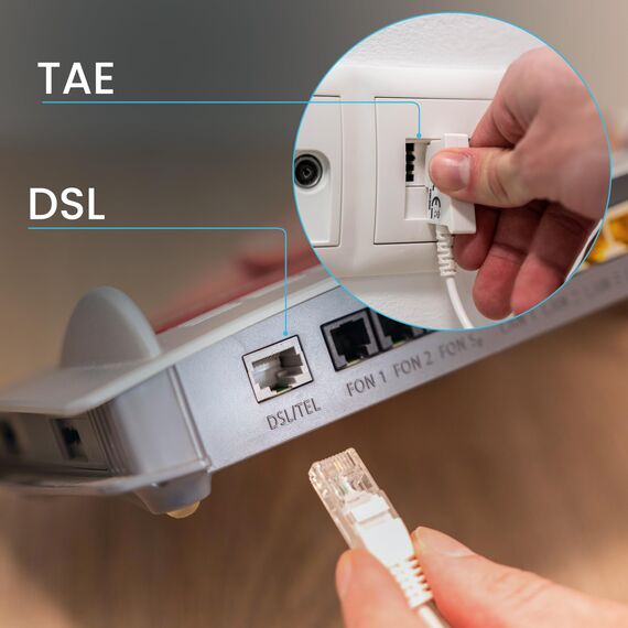 COXBOX 5 m DSL Flach-Kabel Fritzbox, Speedport, Easybox - TAE Flachkabel RJ45 weiß - VDSL ADSL WLAN Router-Kabel mit Twisted Pair für eine zuverlässige Verbindung