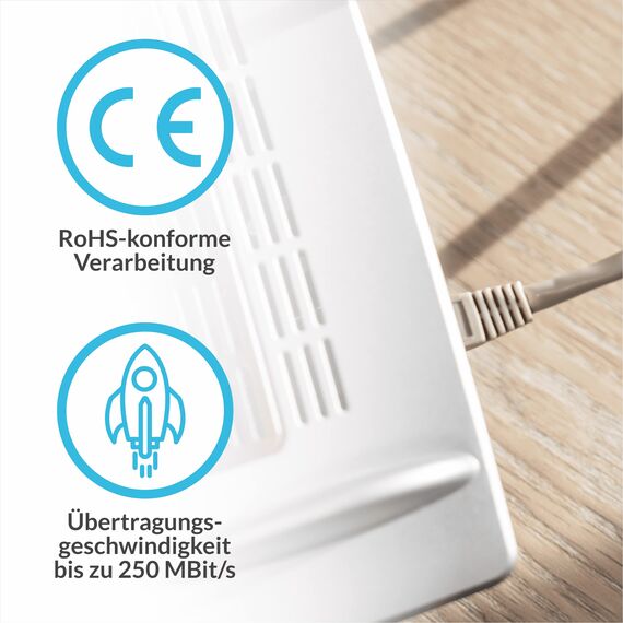 COXBOX 10 m DSL Kabel Fritzbox, Speedport, Easybox - TAE Kabel RJ45 weiß - VDSL ADSL WLAN Router-Kabel mit Twisted Pair für eine zuverlässige Verbindung