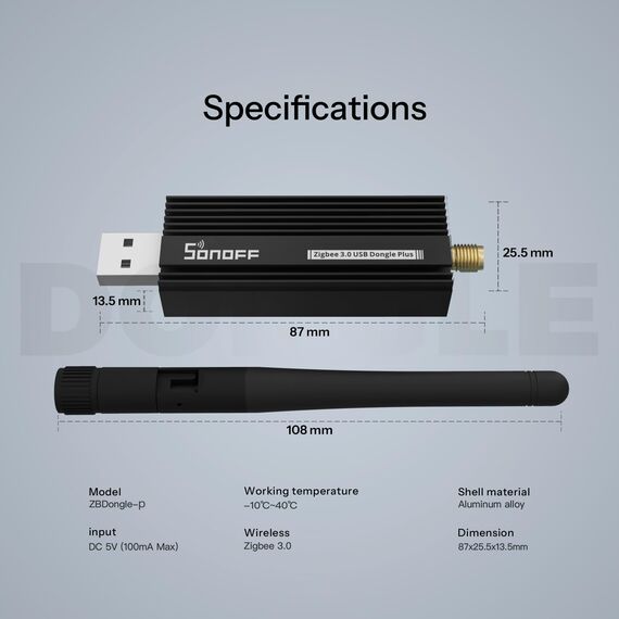 SONOFF Zigbee 3.0 USB Dongle Plus,Zigbee Gateway TI CC2652P + CP2102N Zigbee USB Stick,Zigbee Hub für ZHA in Home Assistant or Zigbee2MQTT,Open HAB etc.