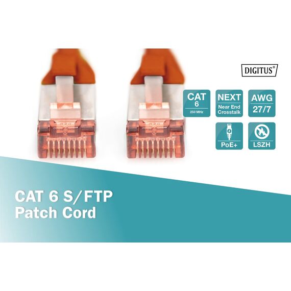 DIGITUS LAN Kabel Cat 6 - 2m - RJ45 Netzwerkkabel - S/FTP Geschirmt - Kompatibel zu Cat6A und Cat7 - Rot