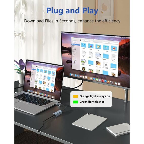 2.5G USB LAN Adapter, 2-IN-1 USB-C Ethernet Verkabelter Netzwerkadapter 100/1000/2500Mbps LAN Adapter für iPhone 16/15, iPad, MacBook, Smartphone, Tablet, Laptop, Steam Deck, XPS, etc (Packung mit 2)