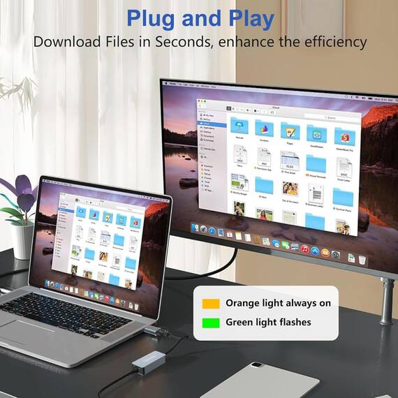 Oliveria 2.5G USB LAN Adapter, 2-IN-1 USB-C Ethernet Verkabelter Netzwerkadapter 100/1000/2500Mbps LAN Adapter für iPad, iPhone, MacBook, Tablet