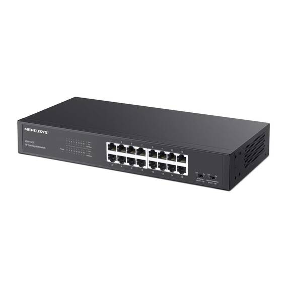 Mercusys MS116GS 16-Port Gigabit Switch 19 Zoll, unmanaged Netzwerk-Switch, für Desktop oder Rack-Montage, Plug und Play, Metallgehäuse, 294 × 140 × 44 mm