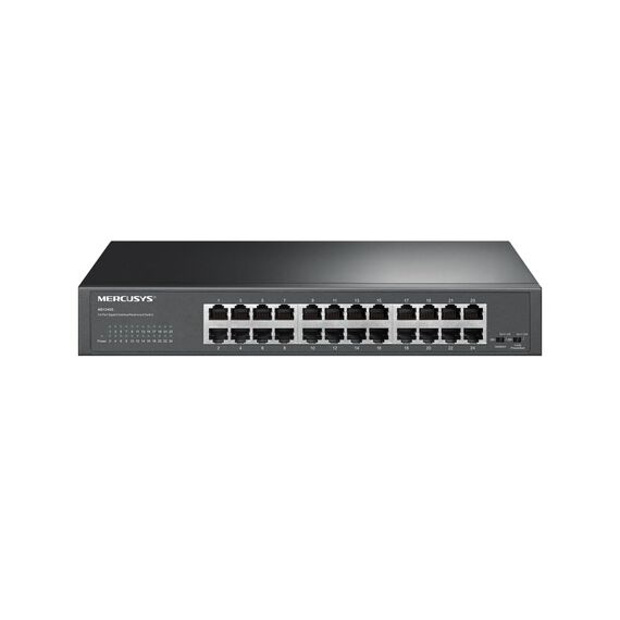 Mercusys MS124GS 24-Port Gigabit Desktop/Rackmount-Switch, Plug & Play, Isolationsmodus, Schleifenverhinderung, Metallgehäuse, AC Netzstromversorgung