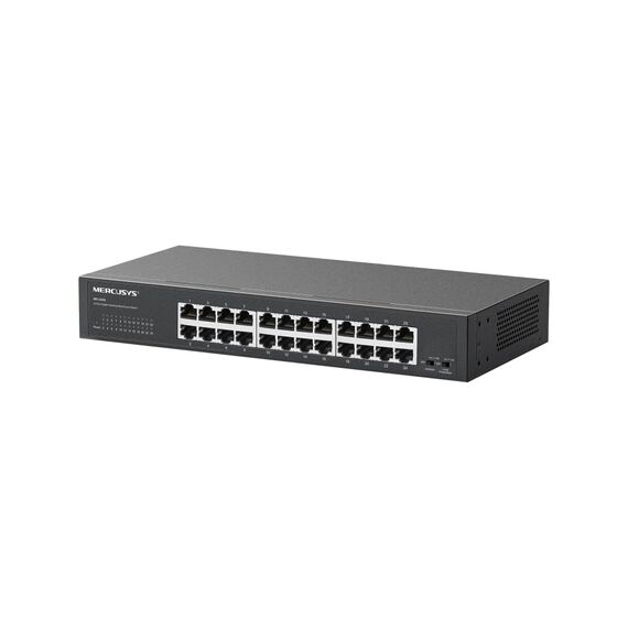 Mercusys MS124GS 24-Port Gigabit Desktop/Rackmount-Switch, Plug & Play, Isolationsmodus, Schleifenverhinderung, Metallgehäuse, AC Netzstromversorgung