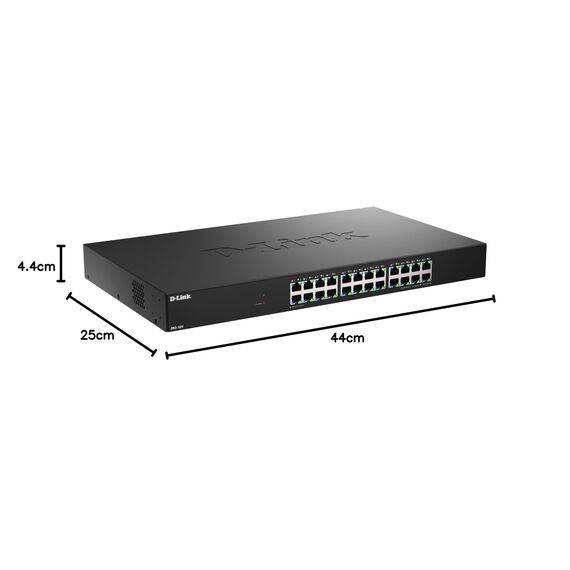 D-Link DMS-1024 24-Port Multi-Gigabit Unmanaged Switch – 2,5G Ethernet, Plug & Play, QoS, IGMP Snooping, EEE, Metallgehäuse, Rackmontage, geräuscharm