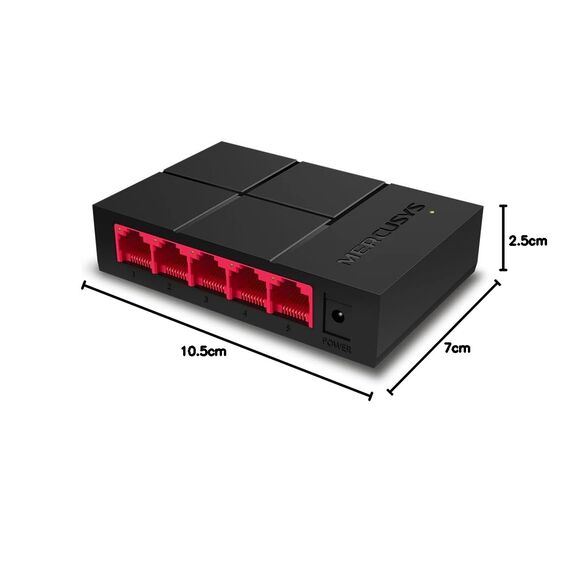 Mercusys MS105G 5-Ports Gigabit Netzwerk Switch, Automatische Aushandlung, Automatische MDI/MDIX-Umschaltung, Plug and Play, MAC-Adressen-Lernen, 105×70×24.9 mm