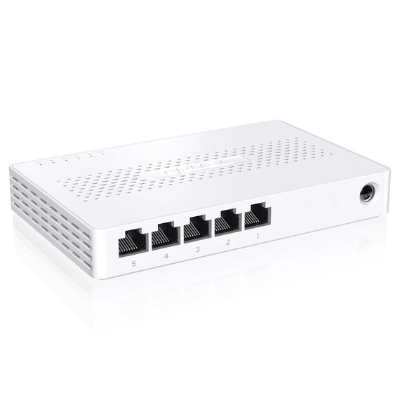 Tenda 5-Port Switch 2.5 Gigabit Unmanaged Netzwerk Switch 2.5 Gbit LAN Switch (Plug-and-Play Ethernet Switch, Lüfterlos, Wandmontage, Ideal für 2,5G NAS, Server, WiFi 6/7 AP, Gaming-PC)(SE105)