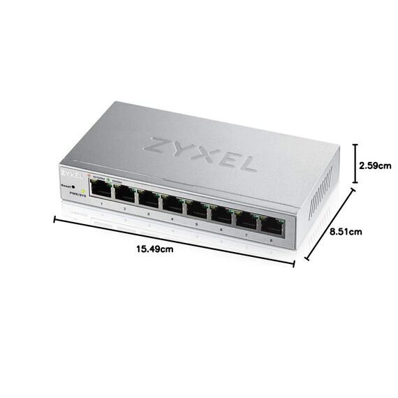 Zyxel 8-Port Gigabit Web Managed Switch | Plug & Play | VLAN, QoS, IGMP & LAG Unterstützt | Lüfterlos [GS1200-8]