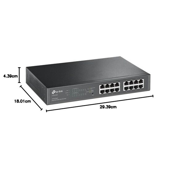TP-Link TL-SG1016PE 16-Port Gigabit Easy Smart Switch mit 8-Port PoE+, bis zu 30 W pro Port und 150 W insgesamt, geschirmte RJ-45-Ports, 802.3af/at, Plug and Play, mit Lüfter