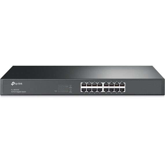 TP-Link TL-SG1016 16 Port Gigabit Netzwerk Switch ( 19 Zoll Rack-Montage, 16*RJ-45 LAN Ports, Metallgehäuse, , unmanaged, Plug-und-Play)schwarz