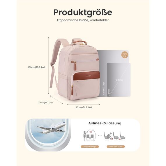 LOVEVOOK Rucksack Damen, Wasserdicht 15,6 Zoll Laptop Rucksäcke Arbeitsrucksack Schulrucksack Teenager für Große Trinkflasche, Elegant Tagesrucksack Schultasche Backpack für Arbeit Schule Uni Reise