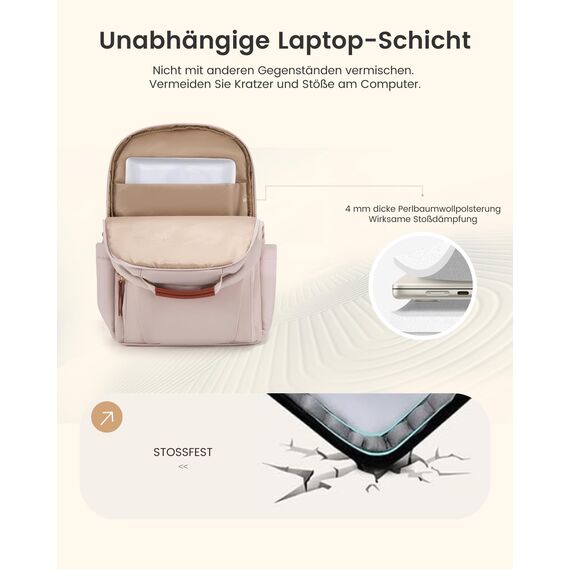 LOVEVOOK Rucksack Damen, Wasserdicht 15,6 Zoll Laptop Rucksäcke Arbeitsrucksack Schulrucksack Teenager für Große Trinkflasche, Elegant Tagesrucksack Schultasche Backpack für Arbeit Schule Uni Reise