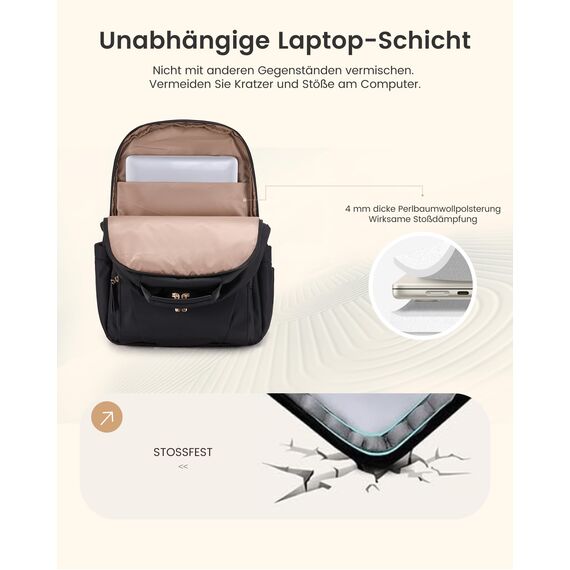 LOVEVOOK Rucksack Damen, Wasserdicht 15,6 Zoll Laptop Rucksäcke Arbeitsrucksack Schulrucksack Teenager für Große Trinkflasche, Elegant Tagesrucksack Schultasche Backpack für Arbeit Schule Uni Reise