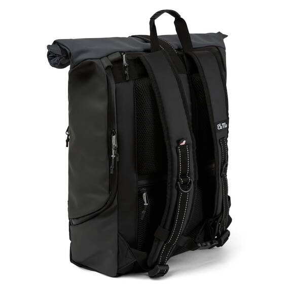 Ela Mo® Rolltop Rucksack Damen - Rollrucksack Anti Diebstahl für Sport & Reisen - Laptoprucksack für Schule, Uni, Business - Mit USB Anschluss & kompaktem Flaschenhalter - Coated Edition Slate