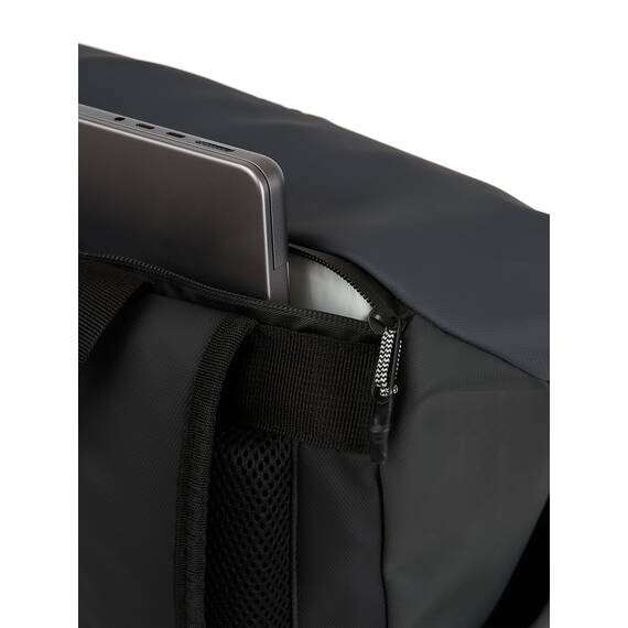 Ela Mo® Rolltop Rucksack Damen - Rollrucksack Anti Diebstahl für Sport & Reisen - Laptoprucksack für Schule, Uni, Business - Mit USB Anschluss & kompaktem Flaschenhalter - Coated Edition Slate