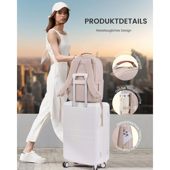 LOVEVOOK Rucksack Damen, Wasserdicht 15,6 Zoll Laptop Rucksäcke Arbeitsrucksack Schulrucksack Teenager für Große Trinkflasche, Elegant Tagesrucksack Schultasche Backpack für Arbeit Schule Uni Reise