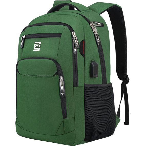 marcello Rucksack Damen,Laptop Rucksäcke mit USB-Ladeanschluss für Arbeit Schule Uni Schulrucksack für Jungen Teenager mit Laptopfach & Anti Diebstahl Tasche (Militärgrün, 15,6 Zoll)