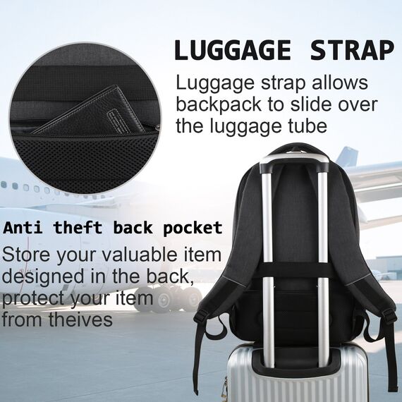 marcello Rucksack Damen,Laptop Rucksäcke mit USB-Ladeanschluss für Arbeit Schule Uni Schulrucksack für Jungen Teenager mit Laptopfach & Anti Diebstahl Tasche (Schwarz, 15,6 Zoll)