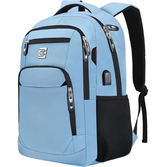 marcello Rucksack Damen,Laptop Rucksäcke mit USB-Ladeanschluss für Arbeit Schule Uni Schulrucksack für Jungen Teenager mit Laptopfach & Anti Diebstahl Tasche (Himmelblau, 15,6 Zoll)