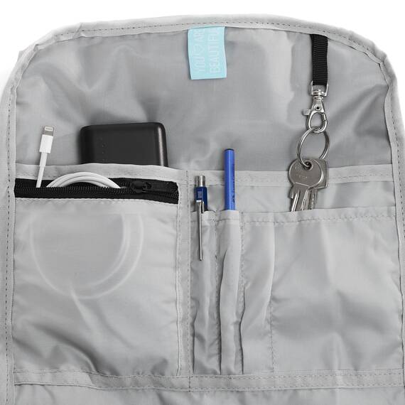 Ela Mo Rucksack Damen - Rolltop schön u. durchdacht - Laptop Rucksäcke für Frauen - Anti Diebstahl Tasche für Schule, Uni, Business (Lightgrey Orange Pop)