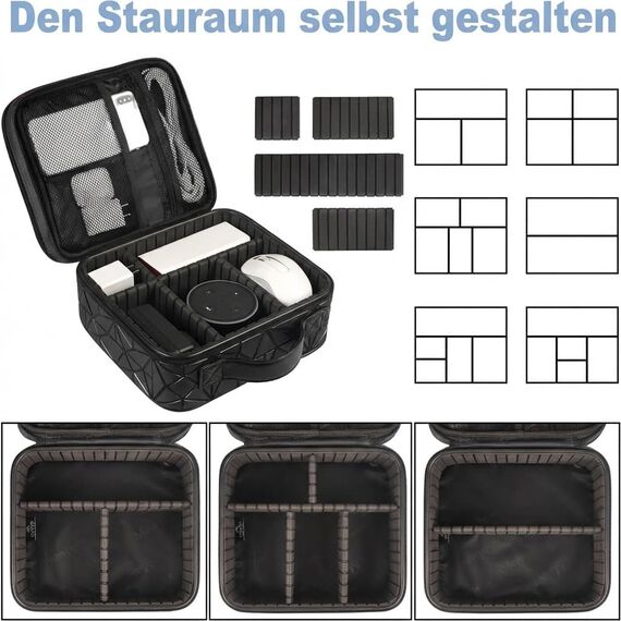 MATEIN Kabeltasche Organizer mit Verstellbarer Trennwand, Kabeltasche Reise 3 Schicht Kabel Organizer Tasche, Kabel Tasche für DJ‑ und Musikequipment, Elektronik‑Zubehör‑Organizer, Schwarz