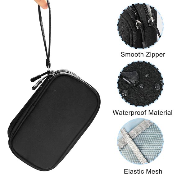 Nutabevr Reise Zubehör Organizer Tasche, Externe Wasserdicht Elektronik Tasche Organizer, Tragbare Elektronische Kabeltasche, für Handyladekabel, Universal USB Powerbank, Kabel, SD Karte