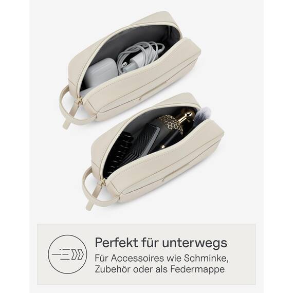 Kapten & Son Bergen Accessory Case Sandstone 1L | Kosmetiktasche Klein Damen & Herren Beige | Ideal als Reise- & Kabeltasche Organizer | Federmäppchen, Etui & Schminktasche