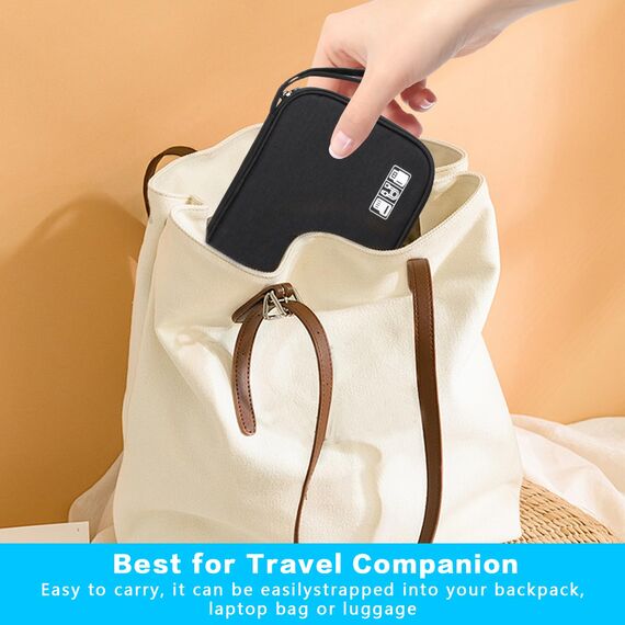Bbtcxjs Kabeltasche, Elektronische Tasche Organizer, Kabelorganizer Tasche, Tragbare Elektronikzubehör Aufbewahrung Reisetasche, Kabel Tasche für Reise Kabel Zubehör USB Ladekabel Organizer, schwarz
