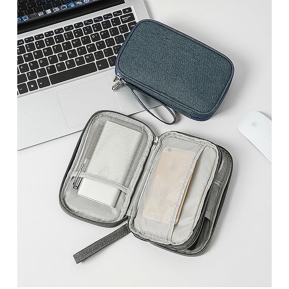 OdiuK Kabeltasche, Elektronische Tasche Universal Kabelorganizer Tasche, Tragbare Reisekabel Wasserdicht Doppelschicht Reise Elektronik Zubehör Taschen für Handy Ladekabel USB Powerbank (Blau)