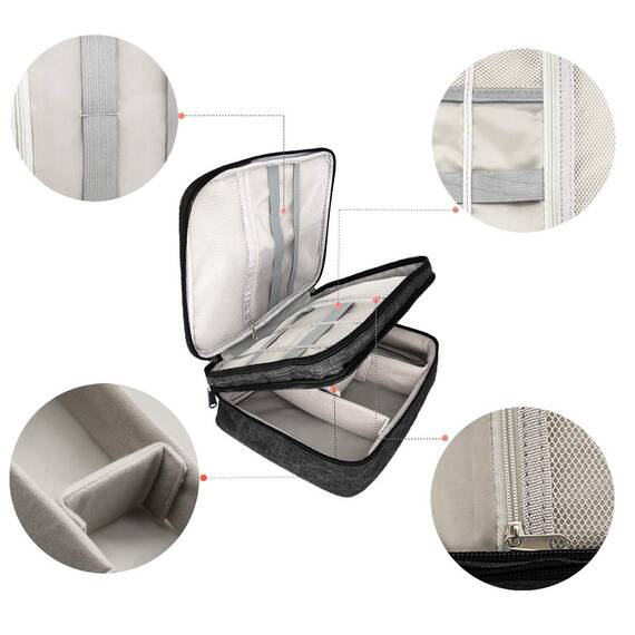Ruyosn Kabel Organizer Tasche Kabel Wasserdicht Kabeltasche Groß Festplattentasche Elektronische Tasche Doppelschicht Elektro Organizer Cable Bag Elektronik Zubehör Organisator Schwarz