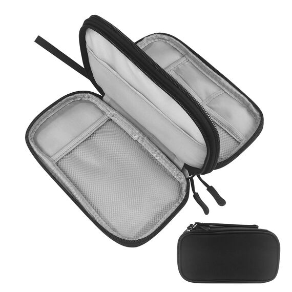 MeoZynxadril Kabeltasche, Elektronische Tasche, Universal Kabel Organizer, Tragbare Kabelorganizer, Doppellagige Kabeltasche, Kabelorganizer für Kabelaufbewahrung, USB Ladekabel, Powerbank, Schwarz