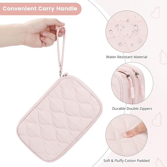 Skycase Kabeltasche,Doppelte Kabel Tasche Elektronikzubehör Tragbare Kabelorganizer Tasche,Travel Essentials Tech Pouch Bag für Elektronische Accessoires Kabeltaschen (Pink)