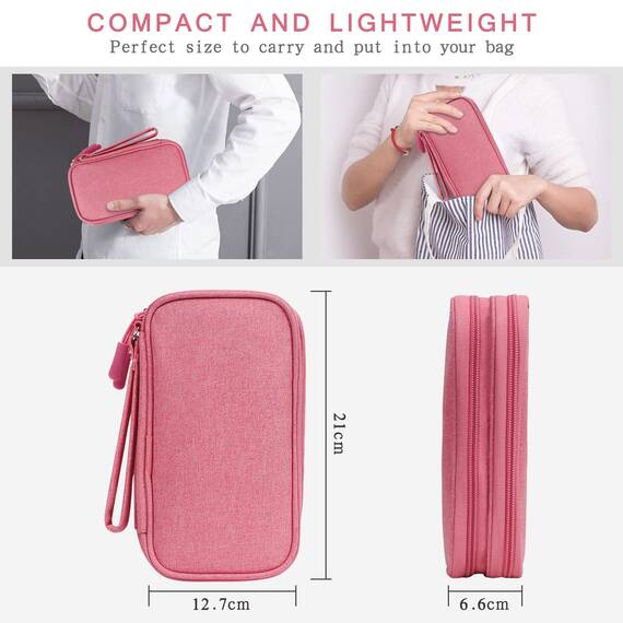Skycase Kabeltasche,Reise Travel Gadgets Kabel Organizer Tasche,Travel Essentials Tech Pouch Bag für Kabel Powerbank Elektronische Accessoires Kabeltaschen-Rosa