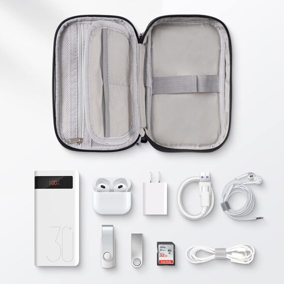 OrgaWise Kabeltasche Kabelorganizer Reisen Kabel Etui Elektronik Zubehör Organizer Tasche Universaltasche für Bag Accessories Handy Ladekabel, Powerbank, USB Sticks (Buckles-Schwarz)