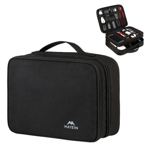 MATEIN Kabel Organizer Tasche, Groß Kabeltasche, Wasserabweisend Elektronik Tasche Cable Organizer Travel Bag für Ipad, Ladegerät, Powerbank, Schwarz