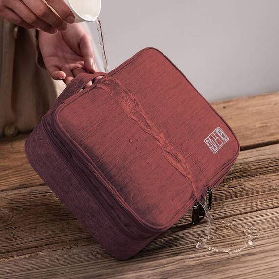 Ruyosn Kabel Organizer Tasche Wasserdicht Kabeltasche Groß Festplattentasche Elektronische Tasche Doppelschicht Elektro Organizer Cable Bag Elektronik Zubehör Organisator Kabel Power Bank Rot