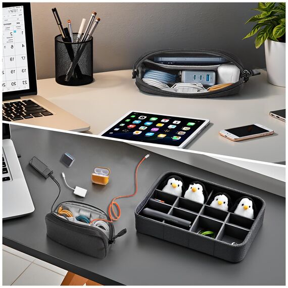 OdiuK Kabeltasche Organizer Wasserresistent Elektronik Organizer Tasche mit 2 Drahtbinder Universal Kabelorganizer Festplattentasche, Tragbar Elektronik Zubehör Tasche für USB SD-Karte Powerbank