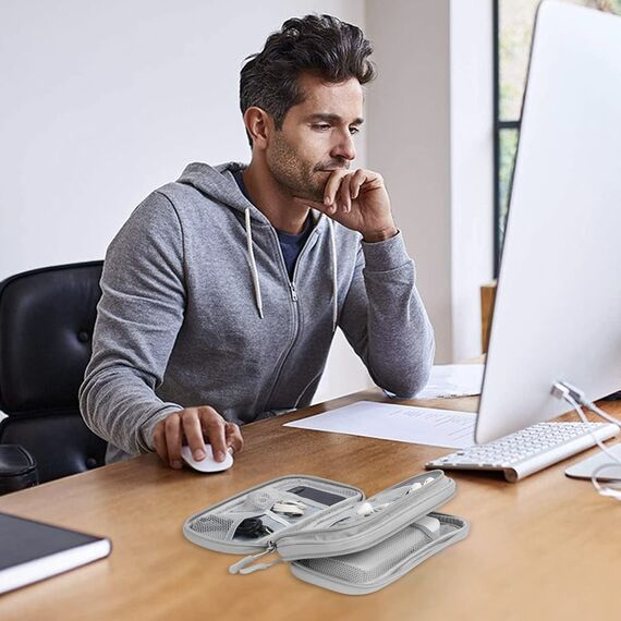Skycase Kabeltasche,Doppelte Elektronikzubehör Kabel Organizer Tasche,Travel Essentials Tech Pouch Bag für Elektronische Accessoires Kabeltaschen-Grey