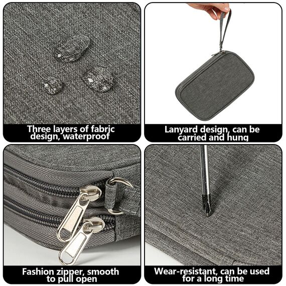 OdiuK Kabeltasche, Elektronische Tasche Universal Kabelorganizer Tasche, Tragbare Reisekabel Wasserdicht Doppelschicht Reise Elektronik Zubehör Taschen für Handy Ladekabel USB Powerbank (Blau)