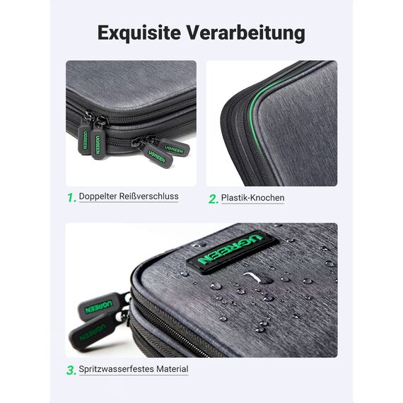 UGREEN Elektronik Tasche Reise Organizer Kabeltasche Travel Kabel Organizer Elektronische Zubehör Case Travel Organisator Festplattentasche für Powerbank, Kabel, Akku, Karte, Handy usw.