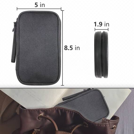 Teskyer Kabeltasche Organizer, Wasserdichte, Urlaub Must Haves, Multifunktional Reise Zubehör, Travel Essentials, für Ladegerät, Powerbank, Schwarz