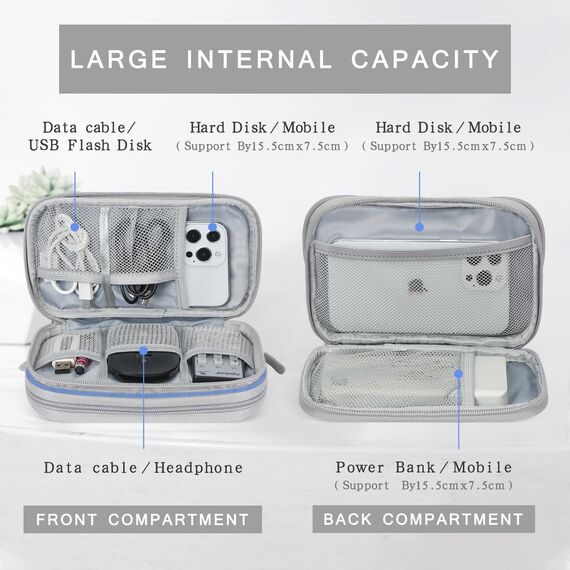 Skycase Kabeltasche,Reise Travel Gadgets Kabel Organizer Tasche,Travel Essentials Tech Pouch Bag für Kabel Powerbank Elektronische Accessoires Kabeltaschen