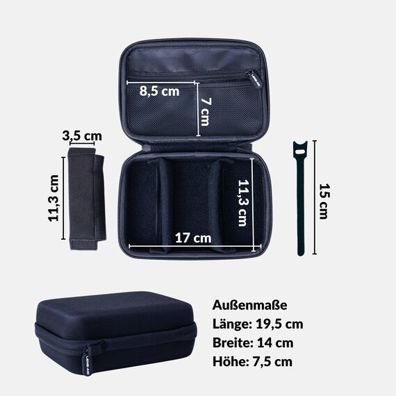 LENS-AID Organizer Case für Technik-Zubehör: Kompaktes Hardcase für Kabel, Akkus, Ladegerät, Powerbank, SD-Karten, USB-Stick & Festplatte – stoßfeste Reise-Schutztasche aus Eva