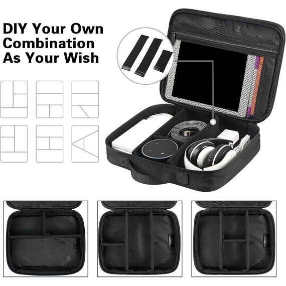 MATEIN Kabel Organizer Tasche, Groß Kabeltasche, Wasserabweisend Elektronik Tasche Cable Organizer Travel Bag für Ipad, Ladegerät, Powerbank, Schwarz