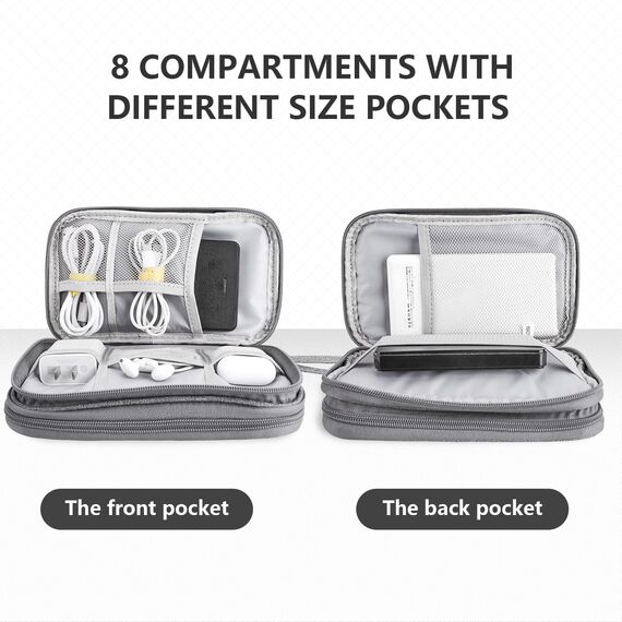 Teskyer Kabeltasche Organizer, wasserdichte, Urlaub Must Haves, Multifunktional Reise Zubehör, Travel Essentials, für Ladegerät, Powerbank, Dunkelgrau