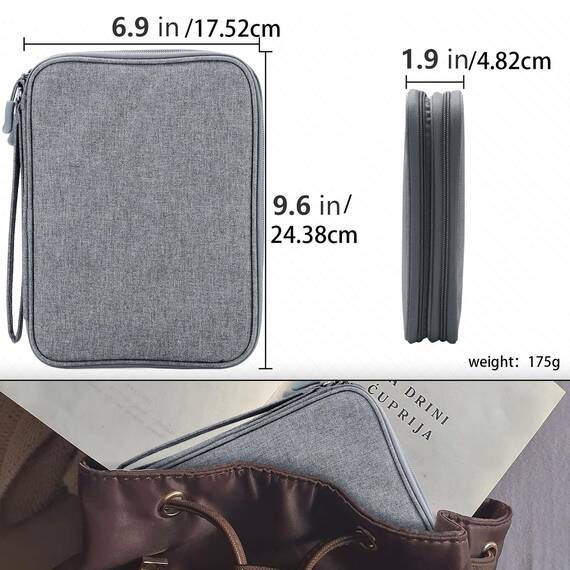 Teskyer Kabeltasche Organizer, wasserdichte, Urlaub Must Haves, Multifunktional Reise Zubehör, Travel Essentials, für Ladegerät, Powerbank, Dunkelgrau