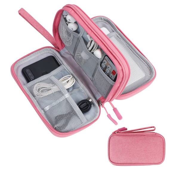 Skycase Kabeltasche,Reise Travel Gadgets Kabel Organizer Tasche,Travel Essentials Tech Pouch Bag für Kabel Powerbank Elektronische Accessoires Kabeltaschen-Rosa