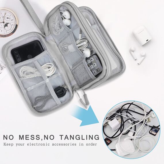Skycase Kabeltasche,Doppelte Elektronikzubehör Kabel Organiser Tasche,Tragbare Kabelorganizer Tasche,Travel Essentials Tech Pouch Bag für Elektronische Accessoires Kabeltaschen
